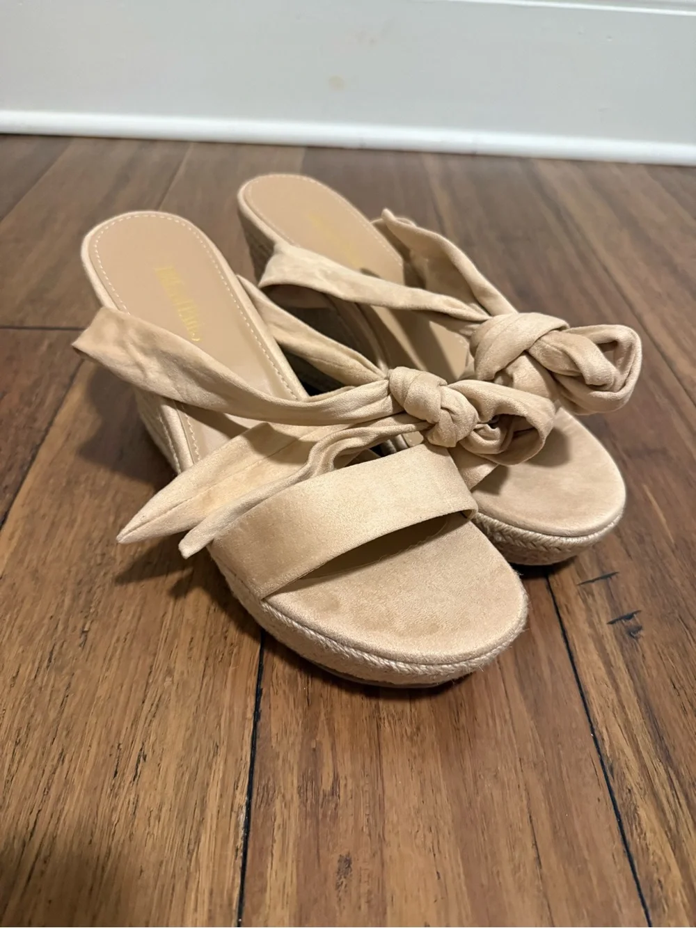 DREAM PAIRS Women's Espadrille Wedge Sandals, Size 11, Nude